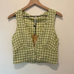 Afends Green Plaid Crop Top